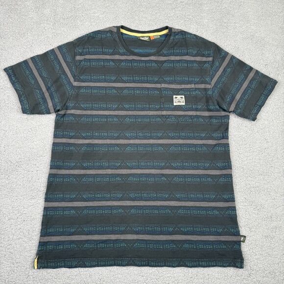 Howler Brothers Shirt Mens Large Black Striped Jacquard Pocket Tee Skate Surf - Picture 1 of 9
